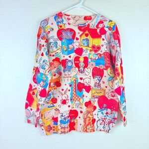 NWOT Women’s Valentine’s Day Retro Print Vintage Cute Crewneck Sweater M